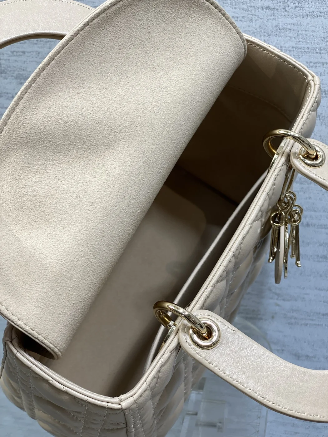 Dior small Lady Dior bag in Beige Cannage product view 7