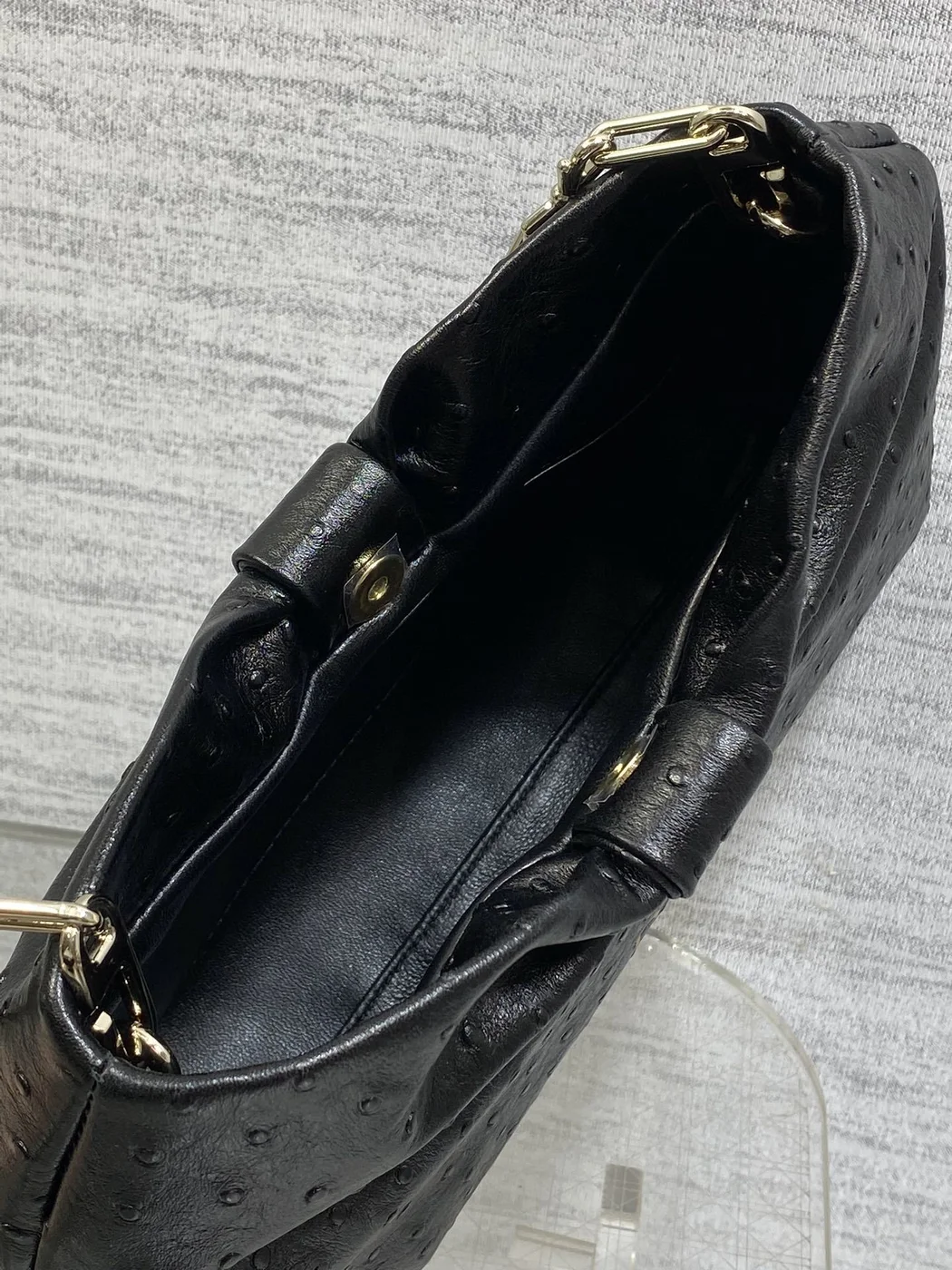 Dior Bow Bag Small Black Ostrich Leather product view 7