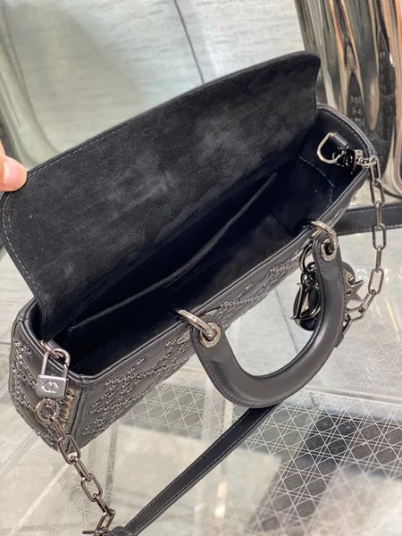 Dior D-Joy Premium Black Handbag With Star Studs 26 cm product view 7