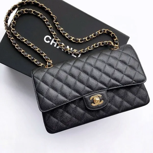 Chanel Classic Flap 25.5 Black Gold Hardware 187 factory Bag product view 1