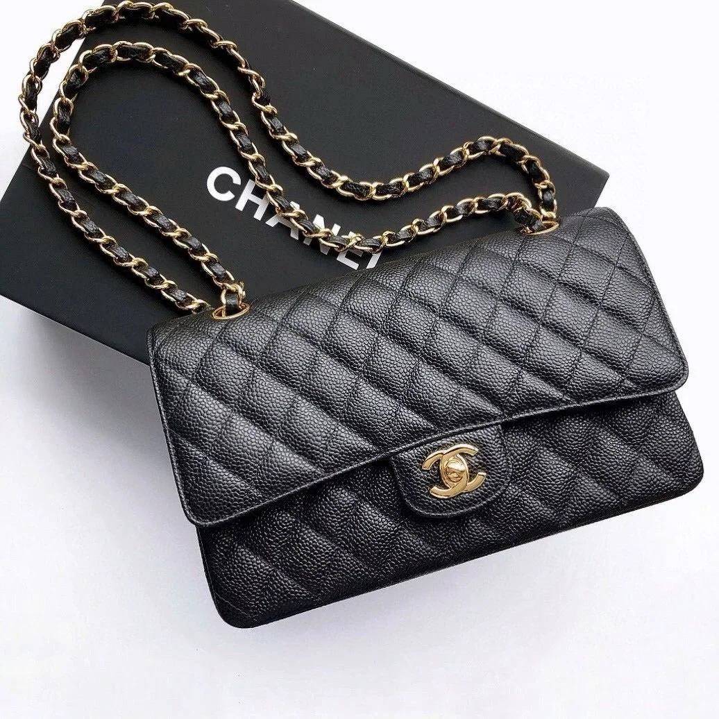 Chanel Classic Flap 25.5 Black Gold Hardware 187 factory Bag product view 1