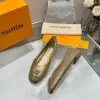 Louis Vuitton Women Gold Metallic Mesh Ballet Flats product view 2