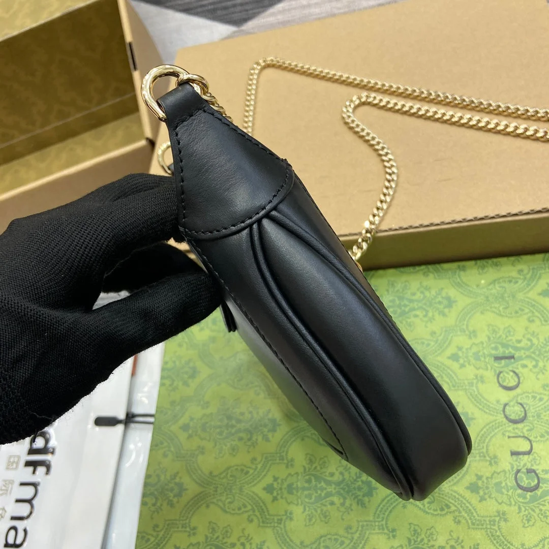 Gucci Jackie Notte Mini Bag 19 In Black Calfskin Gold Hardware product view 8