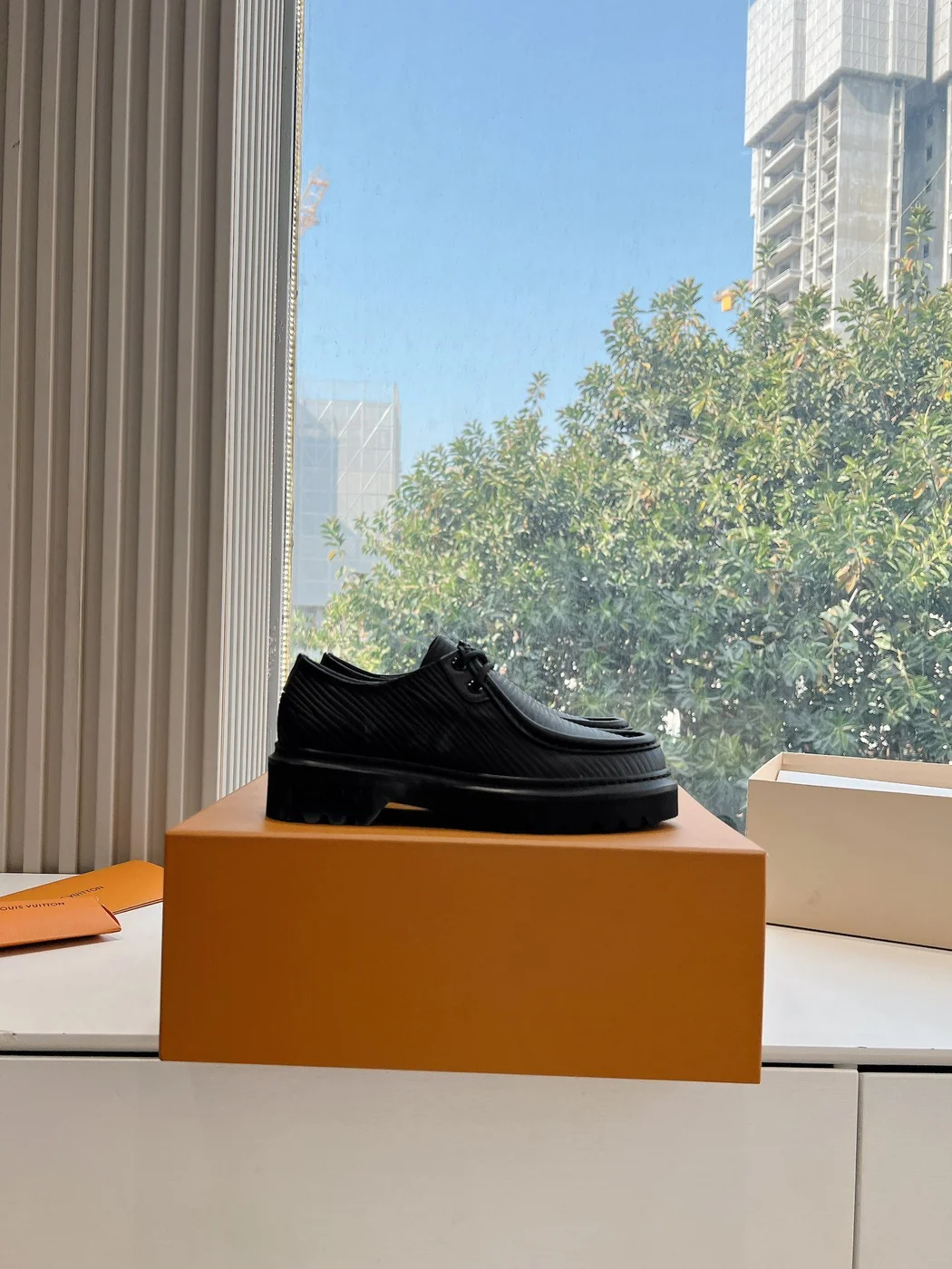 Louis Vuitton Women Black Leather Loafers — Wide-Strap Detail product view 2