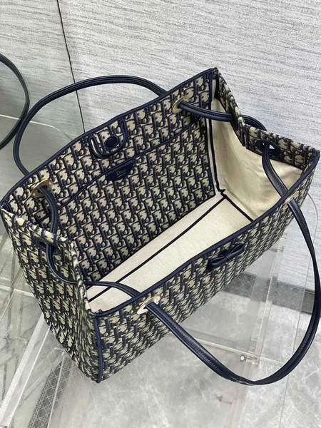 Dior Promenade Shopping Bag in Blue Dior Oblique Jacquard product view 2
