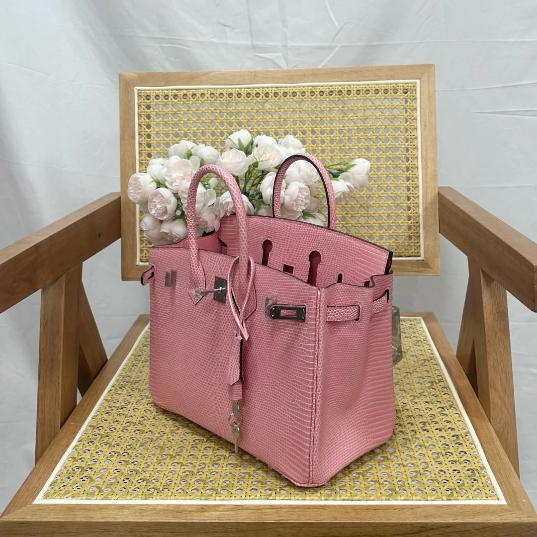 Hermès Birkin 25 cm Sakura Pink Lizard Leather Silver Hardware Bag product view 3