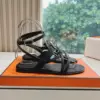 Hermès Women Black Leather Strappy Sandals product view 2