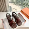 Hermès Women Brown Leather Sandals product view 3