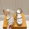 Louis Vuitton Women White Leather Multicolor Print Wedge Sandals product view 4