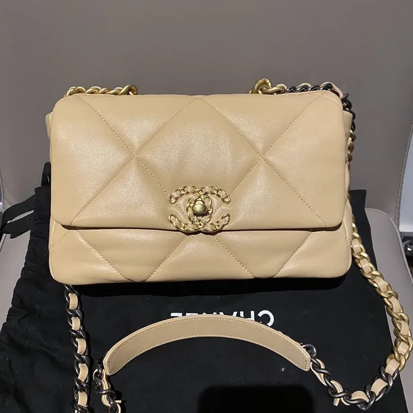 Chanel 19 Flap in Creamy Beige Lambskin Bag product view 1