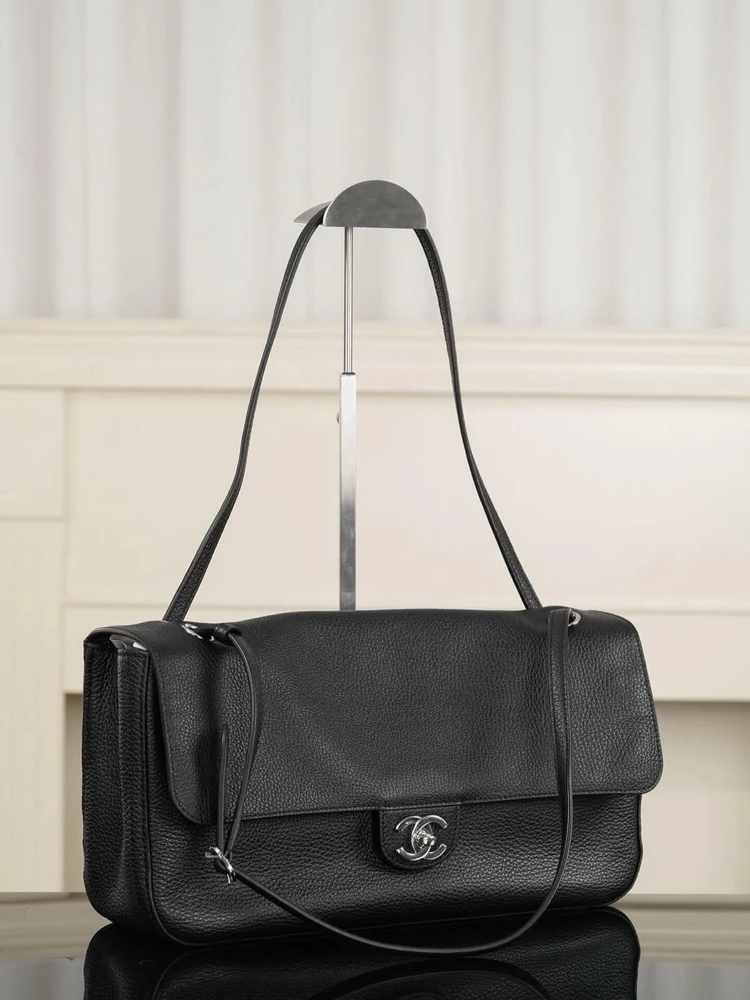 Chanel Maxi Flap 32 Black Silver Hradware Bag product view 7