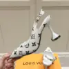 Louis Vuitton Women White Leather Monogram Slingback Heels product view 6