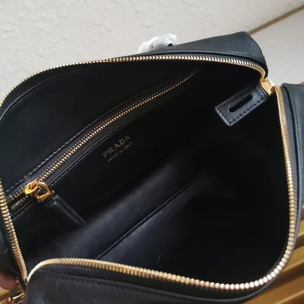 Prada Black Medium leather top-handle bag with padlock product view 3