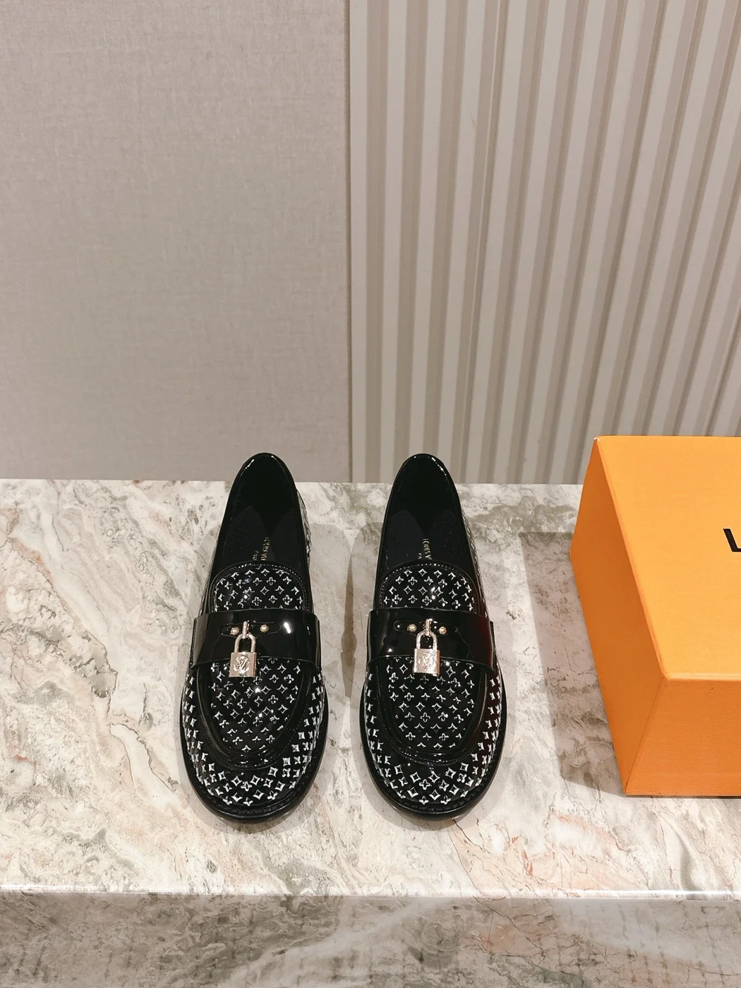 Louis Vuitton Women Black Patent Leather Loafers product view 1