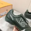 Louis Vuitton Women Dark Green Leather Sneakers product view 2