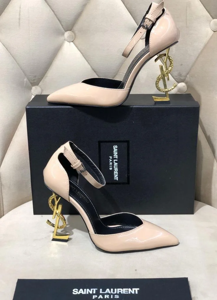 Saint Laurent Opyum patent leather sandals Beige product view 1
