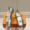 Louis Vuitton Women Silver Leather Mary Jane Flats product view 4