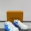Louis Vuitton Men White Blue Leather Sneakers product view 5