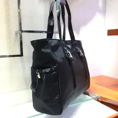 Prada Shopping Bag 40 In Black Nylon Fabric product view 4