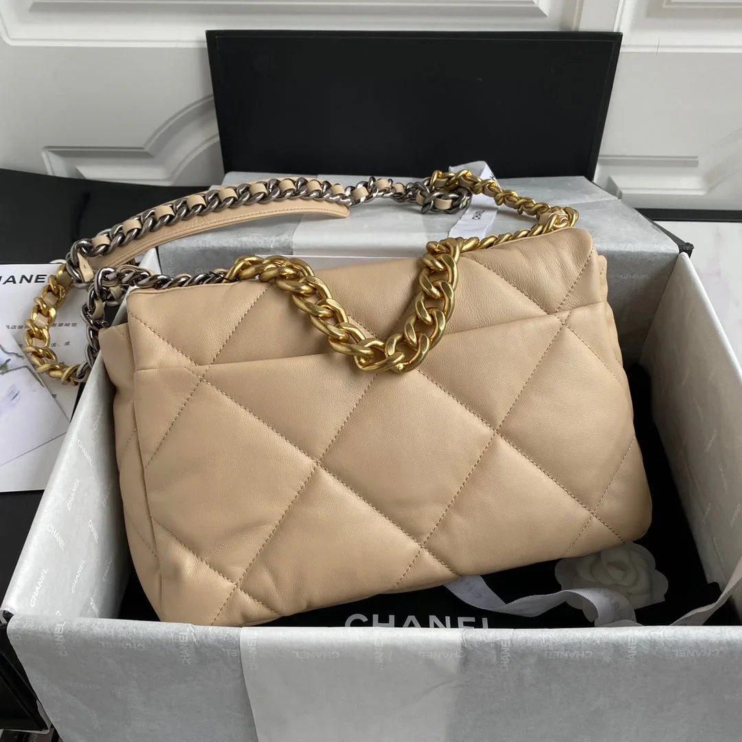 Chanel Large 30 Flap Bag In Beige Cream Lambskin product view 5