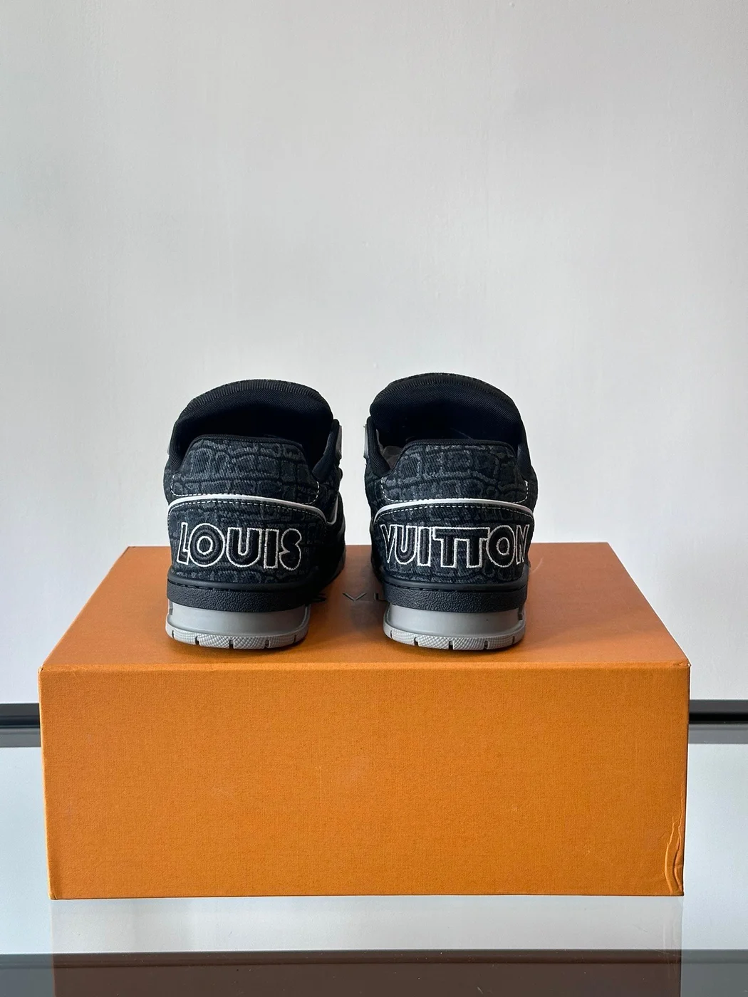 Louis Vuitton Men Black Fabric Leather Sneakers product view 5