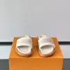 Louis Vuitton Men Beige Fabric Slides With Brown Sole product view 2