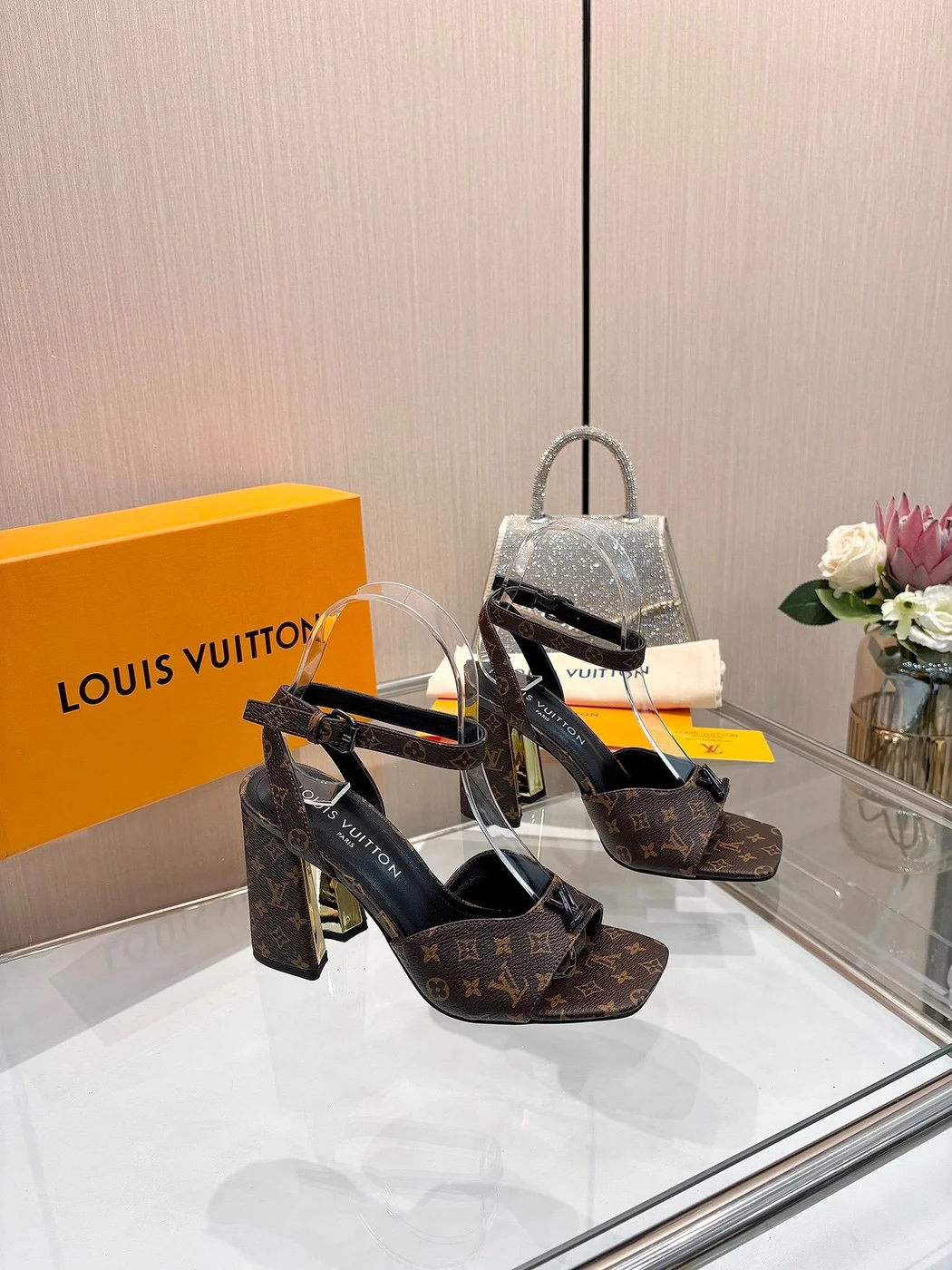 Louis Vuitton Women Brown Monogram Canvas Heels product view 1