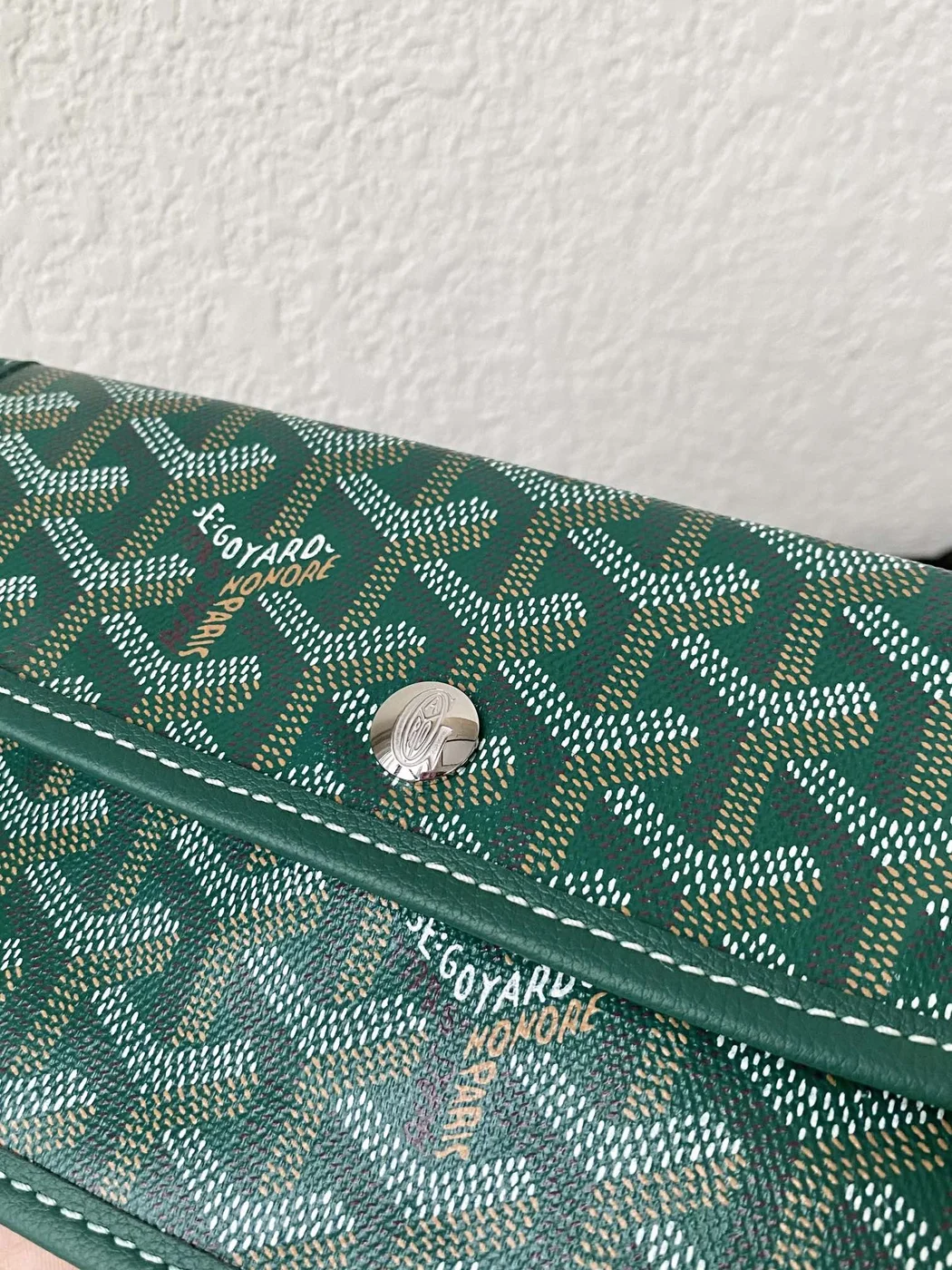 Goyard Green Goyardine Canvas  Chevroches Calfskin Saint Louis PM Tote product view 6
