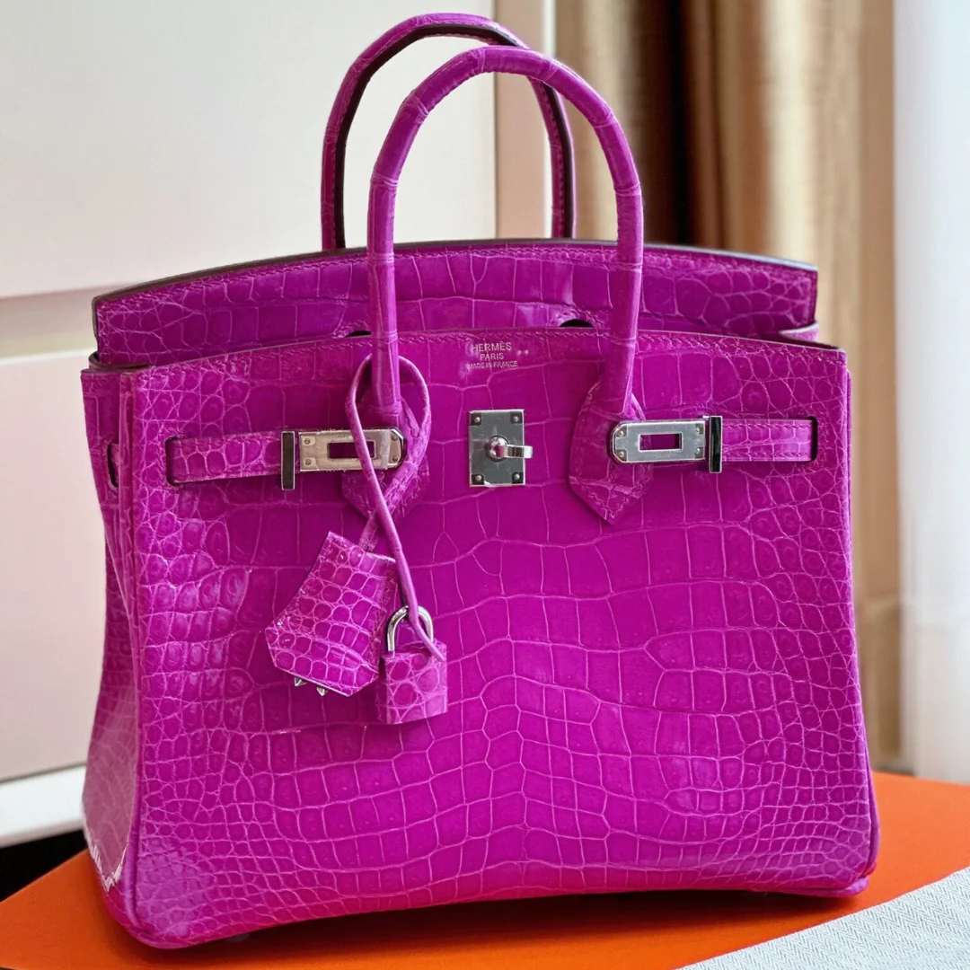 Hermès Birkin 25 Purple Crocodile Leather Palladium Hardware Bag product view 1