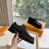 Louis Vuitton Women Black Leather Loafers — Wide-Strap Detail product view 4
