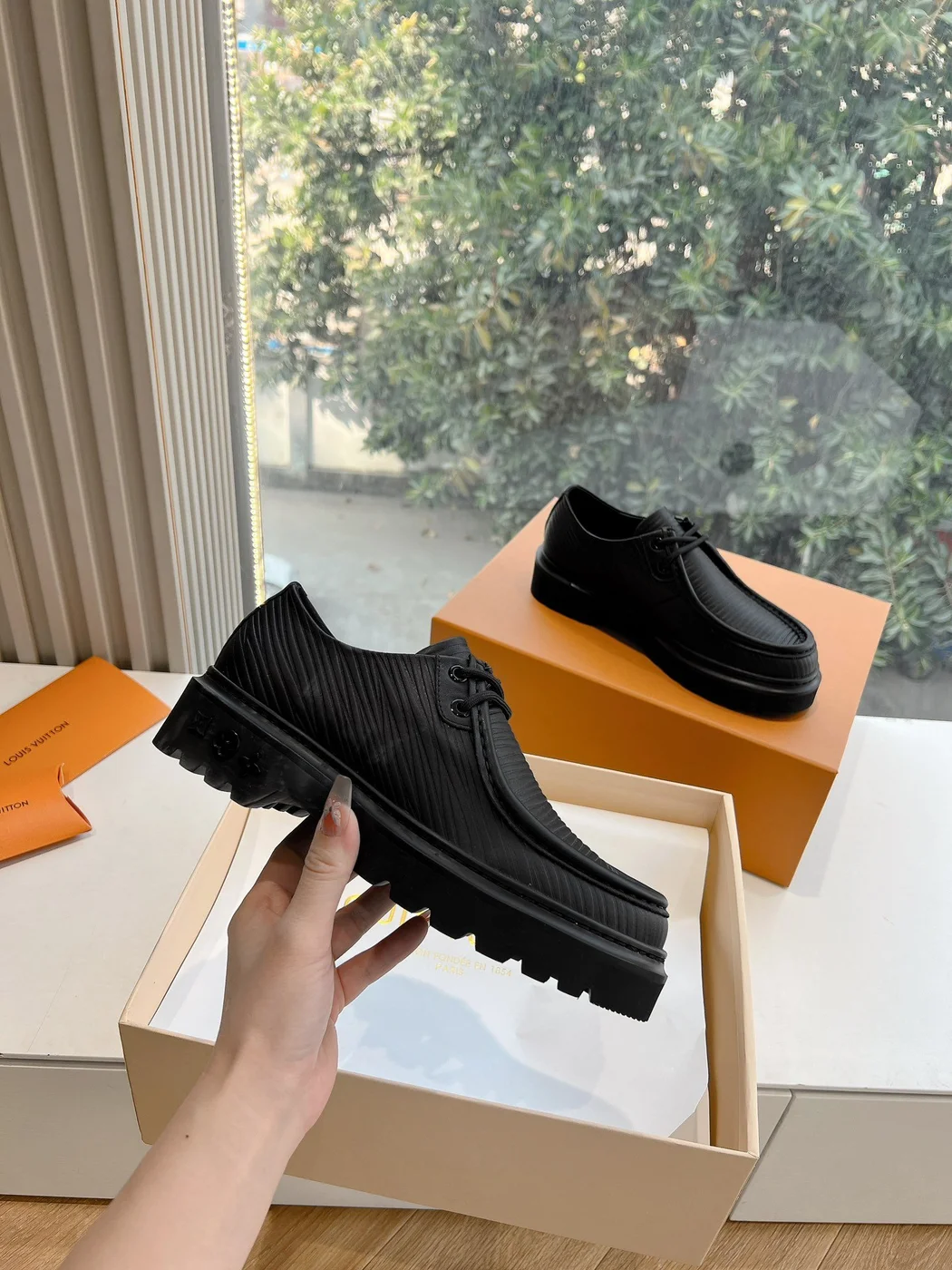 Louis Vuitton Women Black Leather Loafers — Wide-Strap Detail product view 4