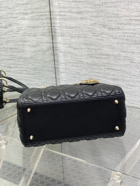Dior Medium Lady Bag 24 In Black Gold Hardware product view 7