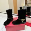 Valentino Women Black Suede Leather Strap Boots product view 6