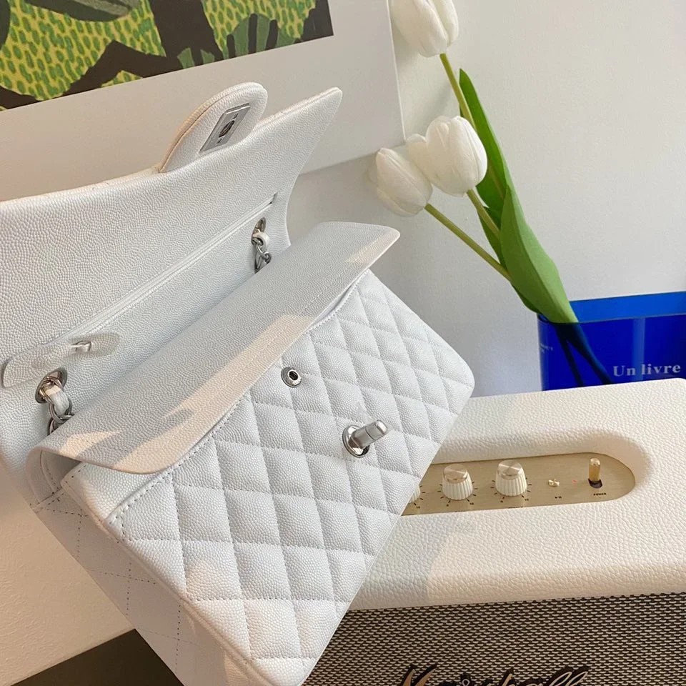 Chanel Classic Flap Medium White with Gold Hardware Bag product view 4