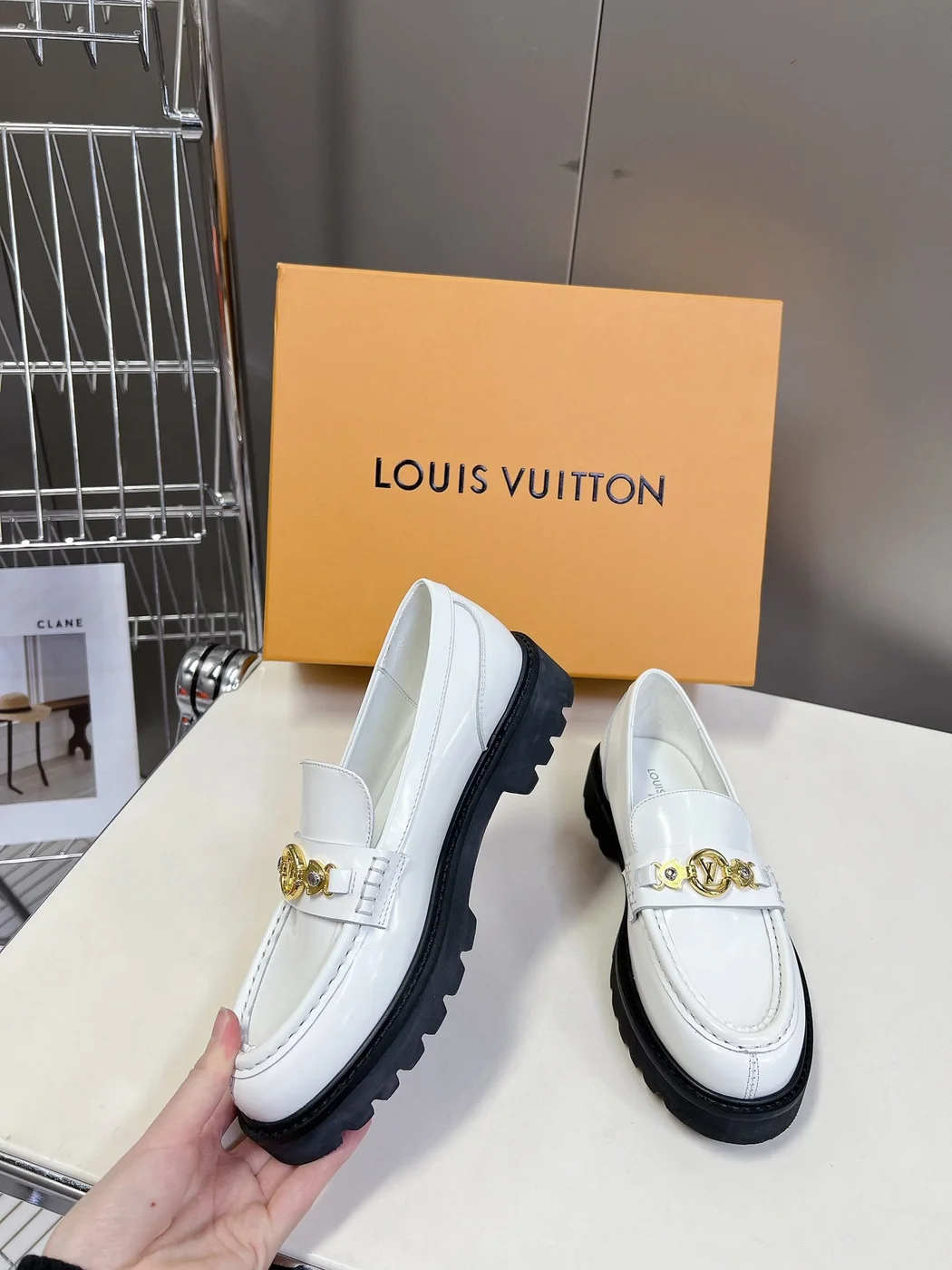 Louis Vuitton Women White Leather Loafers product view 5