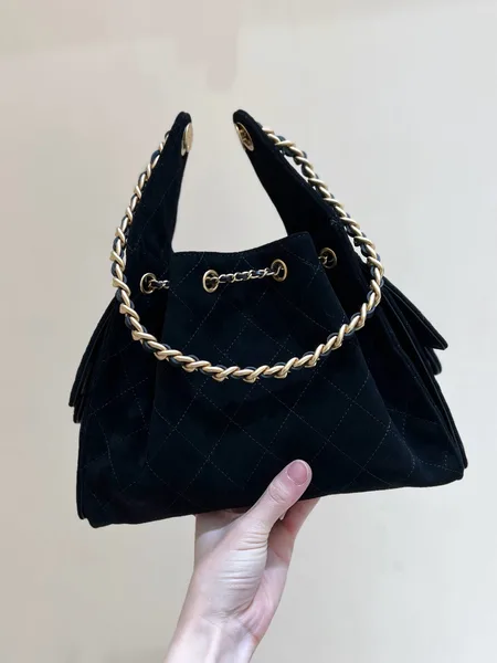 Chanel 25 Handbag 30 In Black Suede Gold Hardware product view 4