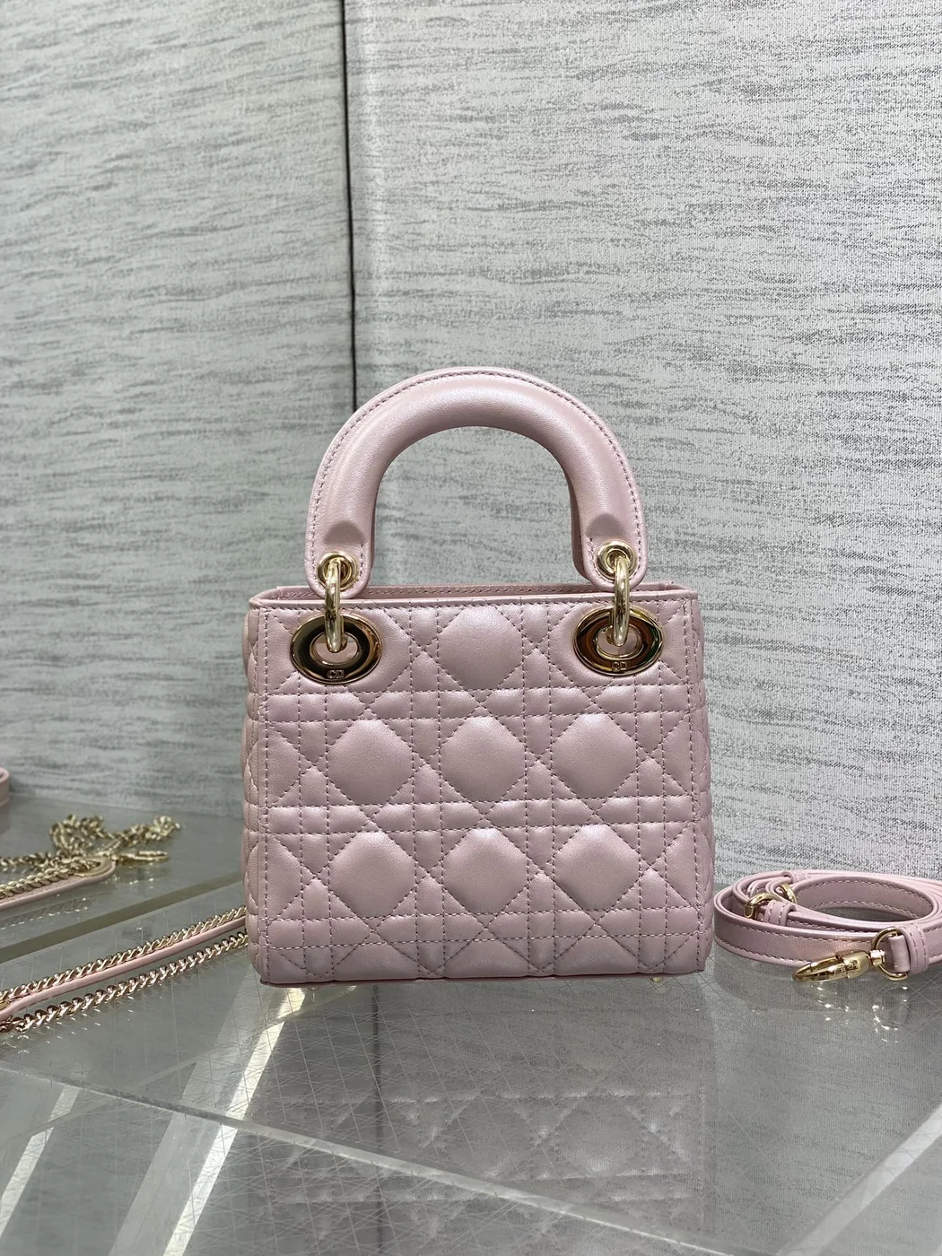 Dior Lady Dior Mini Pink Gold Hardware Bag product view 2
