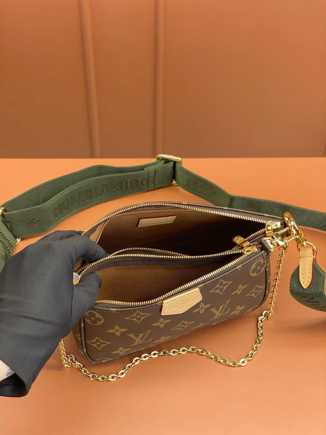 Louis Vuitton Multi Pochette Handle Fabric Green Handbags Monogram product view 7