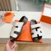 Hermès Women White Leather Wood Insole Sandals product view 6
