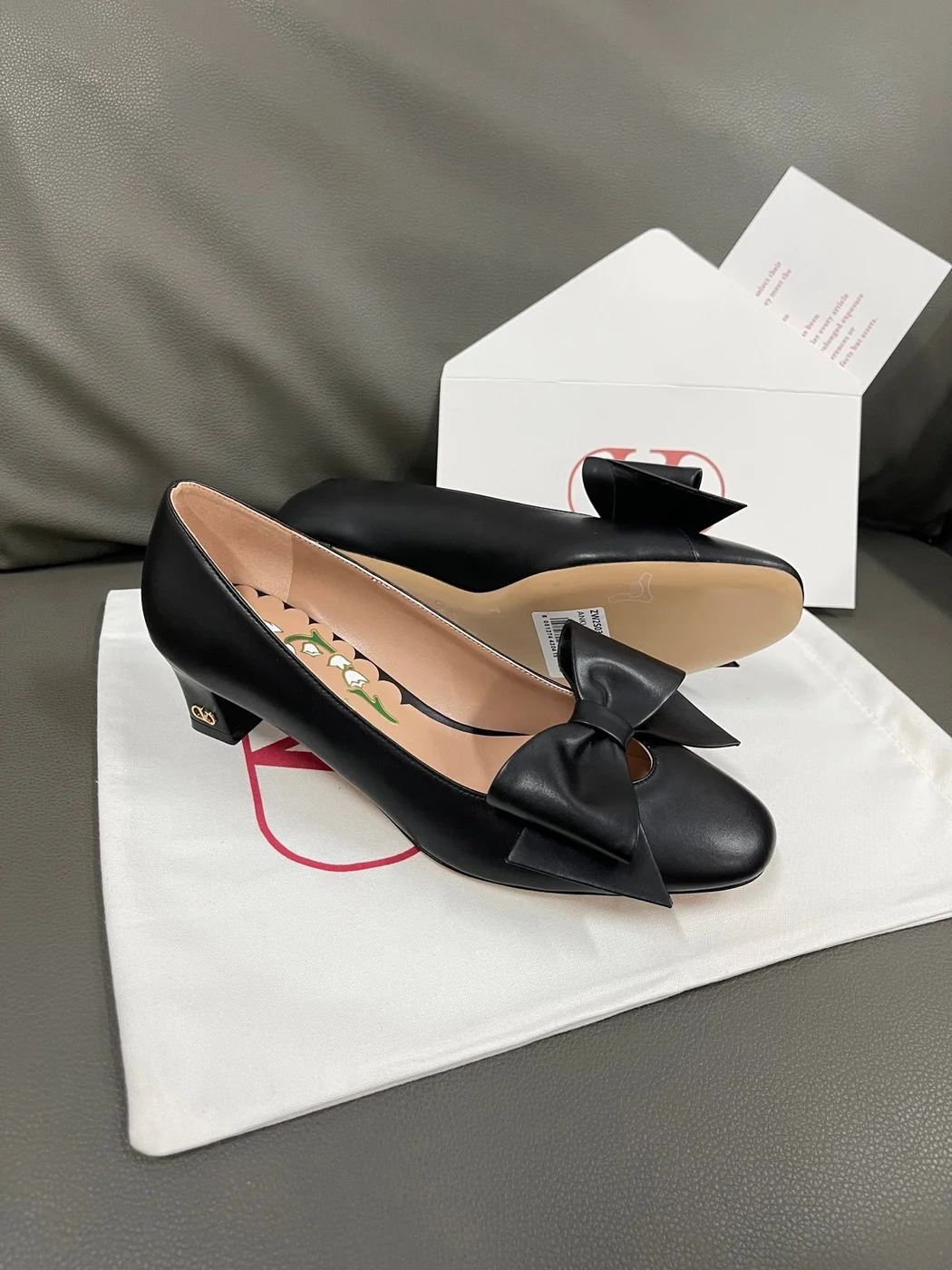 Valentino Women Black Leather Bow Detail Flats product view 3