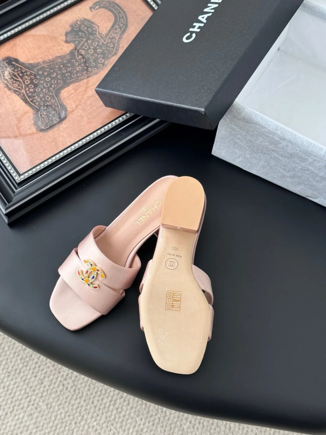 Chanel Women Light Pink Satin Mules product view 4