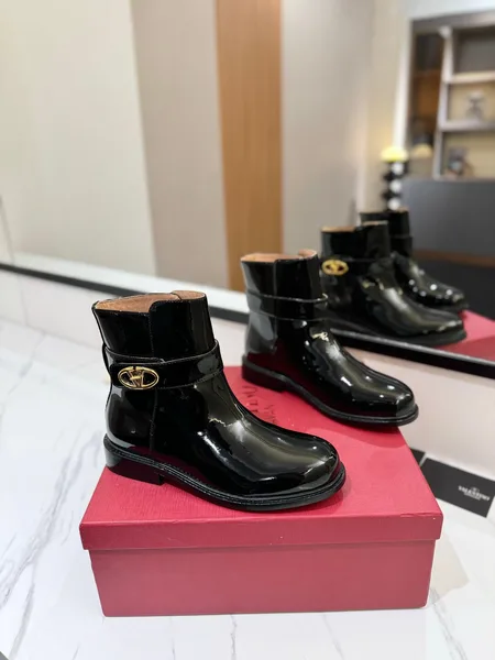 Valentino Women Black Patent Leather Ankle Boots product view 1