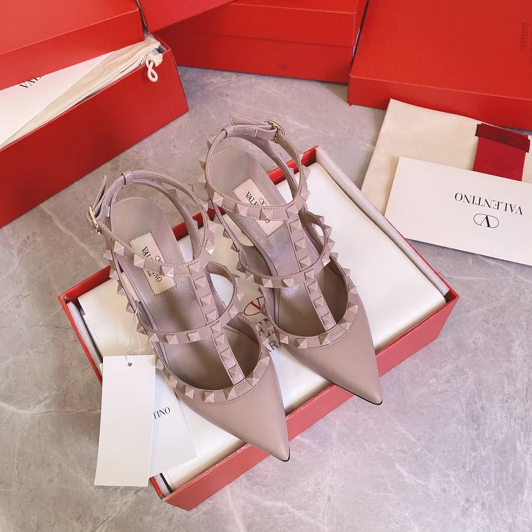 Valentino Women Beige Leather Studded Pumps product view 1
