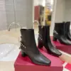 Valentino Women Black Leather Studded Ankle Boots product view 1
