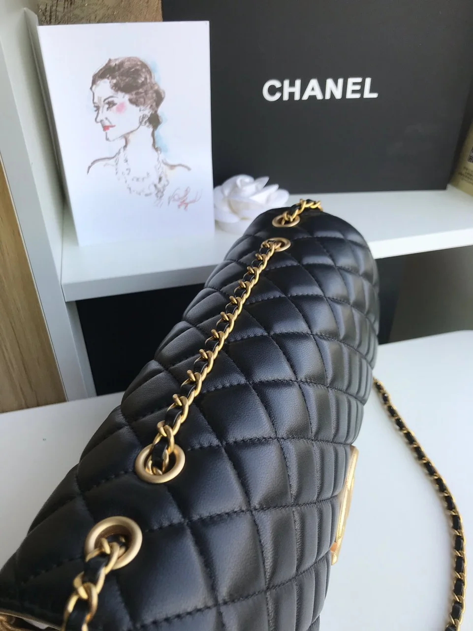 Chanel Woman’s Handbags Black Mix Yellow Leather 25 cm product view 5