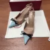 Valentino Women Nude Leather Blue Pointed Heels product view 2