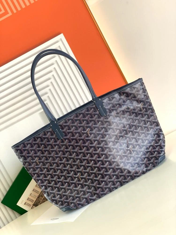 Goyard Navy Blue Goyardine Coated Canvas and Leather Saint Louis PM Tote product view 1