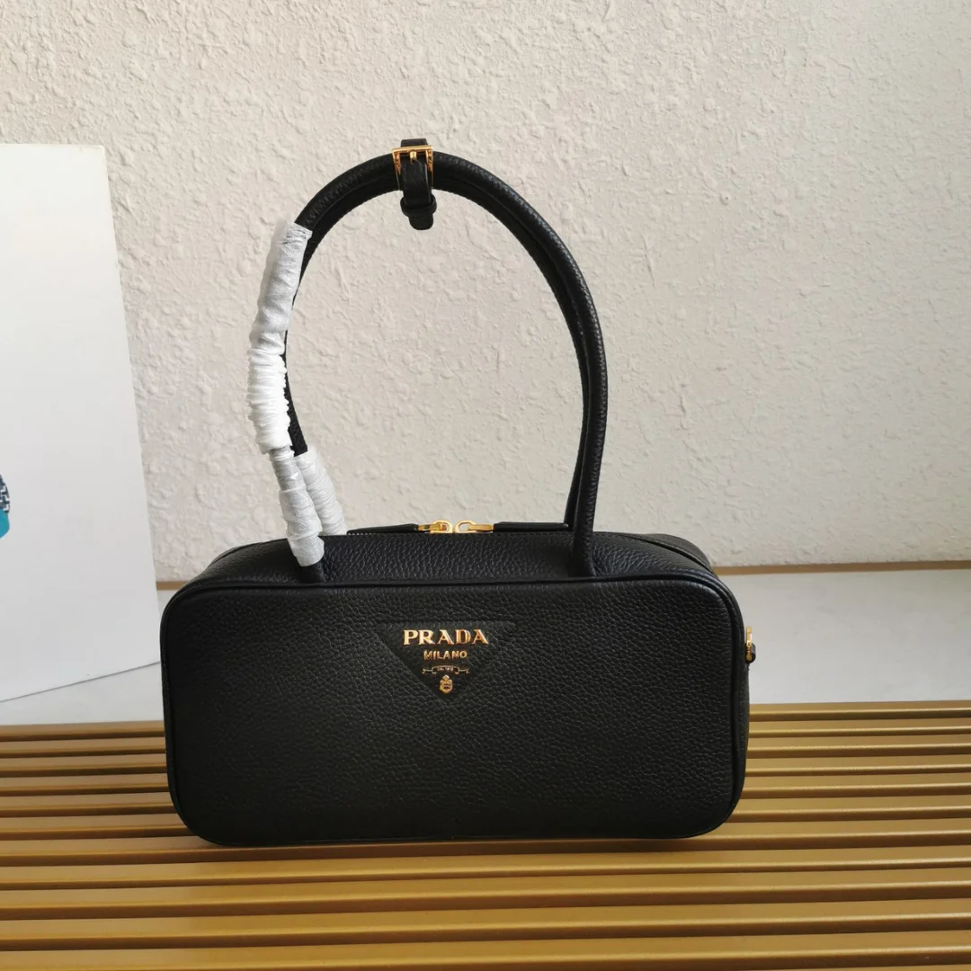 Prada Medium Leather Top-Handle Bag in Black product view 1
