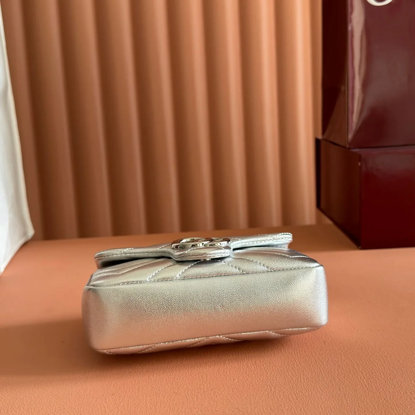 Gucci GG Marmont Bag 16 In Silver Lambskin product view 5