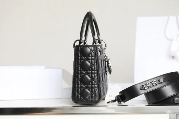 Dior My Lady Women’s Handbag Black Silver Lock 20x16cm product view 6